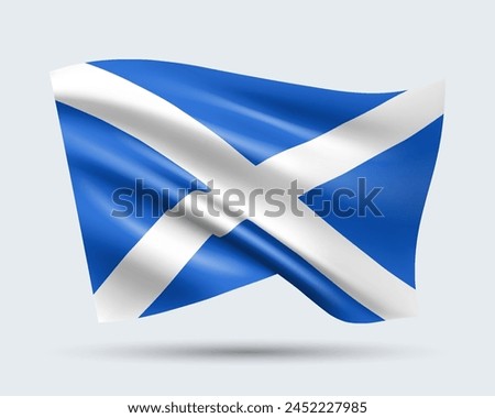 Vector illustration of 3D-style flag of Scotland isolated on light background. Created using gradient meshes, EPS 10 vector design element from world collection