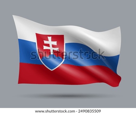 Vector illustration of 3D-style flag of Slovakia isolated on light background. Created using gradient meshes, EPS 10 vector design element from world collection