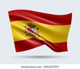 Vector illustration of 3D-style flag of Spain isolated on light background. Created using gradient meshes, EPS 10 vector design element from world collection