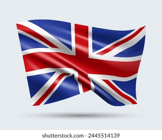 Vector illustration of 3D-style flag of United Kingdom isolated on light background. Created using gradient meshes, EPS 10 vector design element from world collection