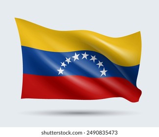 Vektorillustration der 3D-Stil Flagge von Venezuela isoliert auf hellem Hintergrund. Erstellt mit Gradientenmaschen, EPS 10 Vektorgrafik Designelement aus der Welt Kollektion