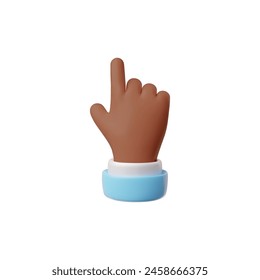 Ilustración vectorial de un gesto de la mano de estilo 3D con el dedo índice listo para el Hacer clic. Representa un símbolo de cursor en el que se puede hacer clic sobre un fondo blanco para el diseño de la interfaz.