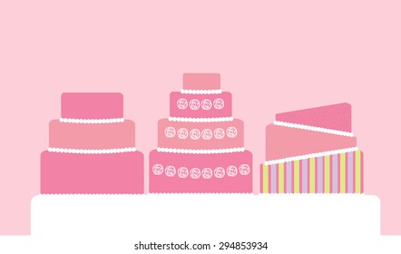 Vector illustration of 3-tier wedding cakes