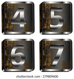 vector illustration 4 5 6 7 iron digit