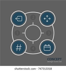 Vector Illustration Of 4 Application Icons. Editable Pack Of Date, Direction, Topic And Other Elements.