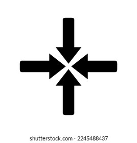 Vector illustration of 4 arrows facing each other icon on white background.