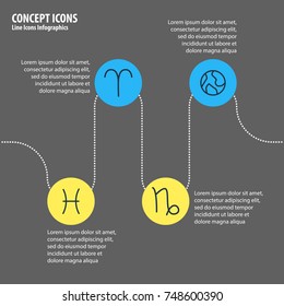 Vector Illustration Of 4 Astrology Icons. Editable Pack Of Goat, Planet, Fishes And Other Elements.