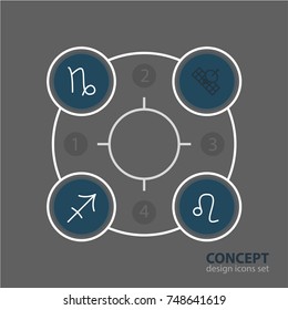 Vector Illustration Of 4 Astrology Icons. Editable Pack Of Satellite, Goat, Archer And Other Elements.