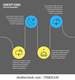 Vector Illustration Of 4 Atmosphere Icons. Editable Pack Of Sunny, Crescent, Windstorm And Other Elements.