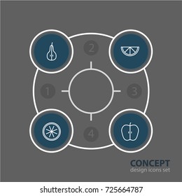 Vector Illustration Of 4 Berry Icons. Editable Pack Of Duchess, Lime, Jonagold And Other Elements.