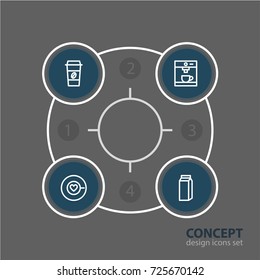 Vector Illustration Of 4 Coffee Icons. Editable Pack Of Saucer, Espresso, Coffee To Go And Other Elements.