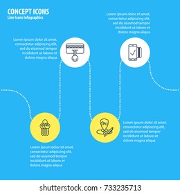 Vector Illustration Of 4 Data Icons. Editable Pack Of Easy Payment, Safety Key, Copyright And Other Elements.