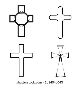 Vector illustration of 4 different heraldic crosses isolated on white background
