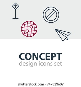Vector Illustration Of 4 Direction Icons. Editable Pack Of Direction, Origami, World And Other Elements.