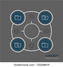 Vector Illustration Of 4 Dossier Icons. Editable Pack Of Significant, Magnifier, Recovery And Other Elements.