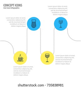 Vector Illustration Of 4 Drinks Icons. Editable Pack Of Tea Cup, Glass, Champagne And Other Elements.