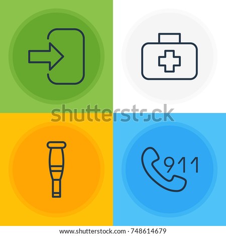 Vector Illustration Of 4 Emergency Icons. Editable Pack Of Medical Case, Door, Spike And Other Elements.