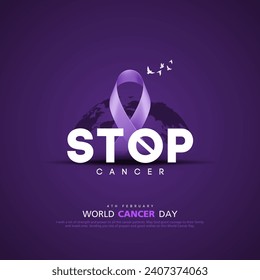 Vector Illustration Of 4 February World Cancer Day Poster Or Banner Background.