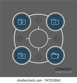 Vector Illustration Of 4 Folder Icons. Editable Pack Of Folders, Pinned, Done And Other Elements.