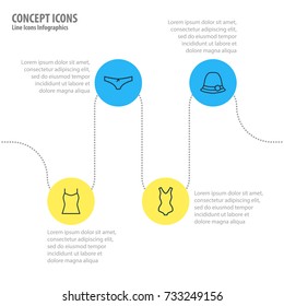 Vector Illustration Of 4 Garment Icons. Editable Pack Of Panties, Singlet, Panama And Other Elements.