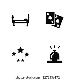 Vector Illustration Of 4 Icons. Editable Pack Double bed, Five stars, Ace of diamonds, undefined.