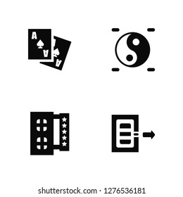 Vector Illustration Of 4 Icons. Editable Pack Ace of spades, Stars, Yin yang, undefined.