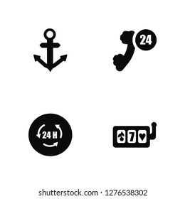 Vector Illustration Of 4 Icons. Editable Pack Anchor, 24 hours, undefined.