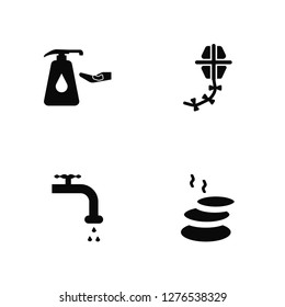 Vector Illustration Of 4 Icons. Editable Pack Lotion, Faucet, Kite, undefined.