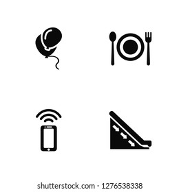Vector Illustration Of 4 Icons. Editable Pack Balloon, Wifi, Breakfast, undefined.