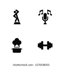 Vector Illustration Of 4 Icons. Editable Pack Warming up, Cooking, Singing, undefined.