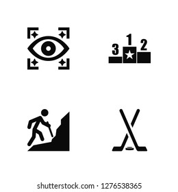Vector Illustration Of 4 Icons. Editable Pack Cleaning, Hiking, Pedestal, undefined.