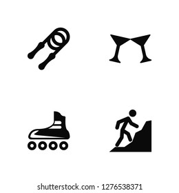 Vector Illustration Of 4 Icons. Editable Pack Jump rope, Skate, Hang out, undefined.