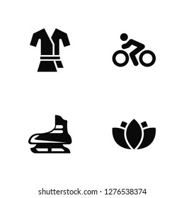 Vector Illustration Of 4 Icons. Editable Pack Martial art, Ice skating, Biking, undefined.