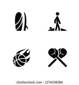 Vector Illustration Of 4 Icons. Editable Pack Surfboard, Basketball, Walking, undefined.