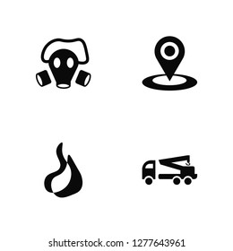 Vector Illustration Of 4 Icons. Editable Pack Gas mask, Disaster, Location, undefined.