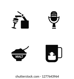 Vector Illustration Of 4 Icons. Editable Pack Beer, Malt, Mic, undefined.