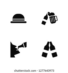 Vector Illustration Of 4 Icons. Editable Pack Hat, Beer, Oktoberfest, undefined.