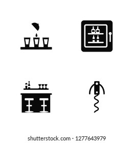 Vector Illustration Of 4 Icons. Editable Pack Shots, Bar, Freezer, undefined.