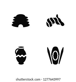 Vector Illustration Of 4 Icons. Editable Pack Cradle of humankind, Vase, Zebra, undefined.