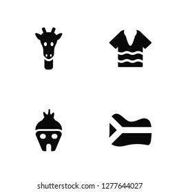 Vector Illustration Of 4 Icons. Editable Pack Giraffe, Hut, Shirt, undefined.