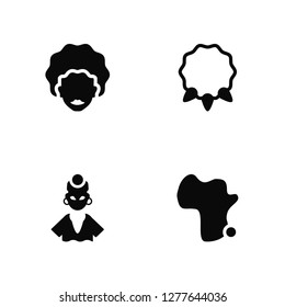 Vector Illustration Of 4 Icons. Editable Pack African, Necklace, undefined.