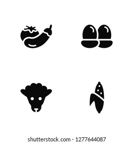 Vector Illustration Of 4 Icons. Editable Pack Vegetables, Sheep, Eggs, undefined.