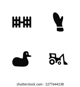 Vector Illustration Of 4 Icons. Editable Pack Fence, Duck, Glove, undefined.