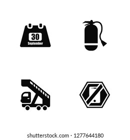 Vector Illustration Of 4 Icons. Editable Pack Calendar day Thirty, Gangway Truck, Extinguisher, undefined.