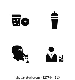 Vector Illustration Of 4 Icons. Editable Pack Cork, Wine tasting, Shaker, undefined.
