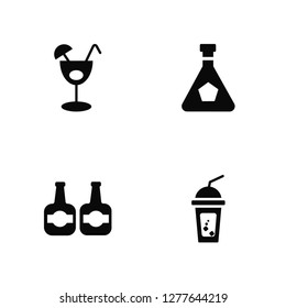Vector Illustration Of 4 Icons. Editable Pack Cocktail, Beer, Bottle, undefined.