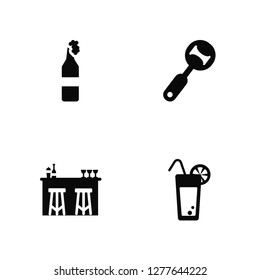 Vector Illustration Of 4 Icons. Editable Pack Beer, Bar, Opener, undefined.