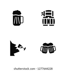 Vector Illustration Of 4 Icons. Editable Pack Beer, Wine tasting, barrel, undefined.