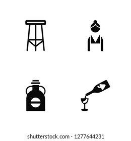 Vector Illustration Of 4 Icons. Editable Pack Stool, Jug, Waitress, undefined.