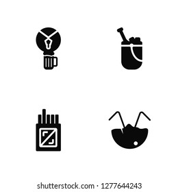 Vector Illustration Of 4 Icons. Editable Pack Beer, Cigarette, Wine bucket, undefined.